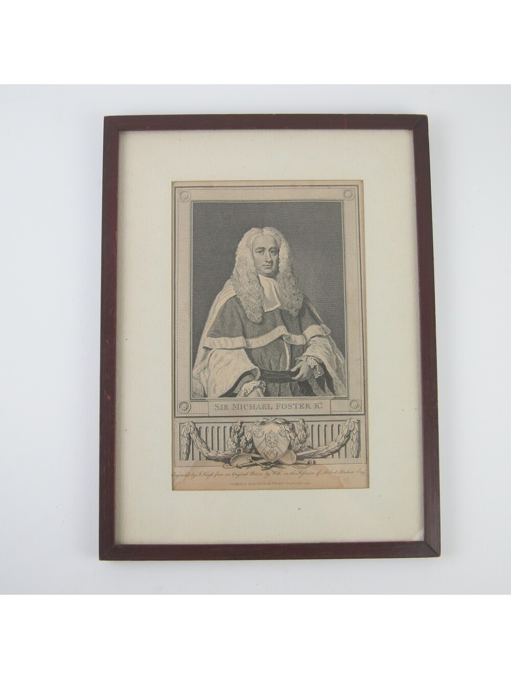 Sir Michael Foster Portrait Engraving Print English Judge Framed Antique 1793